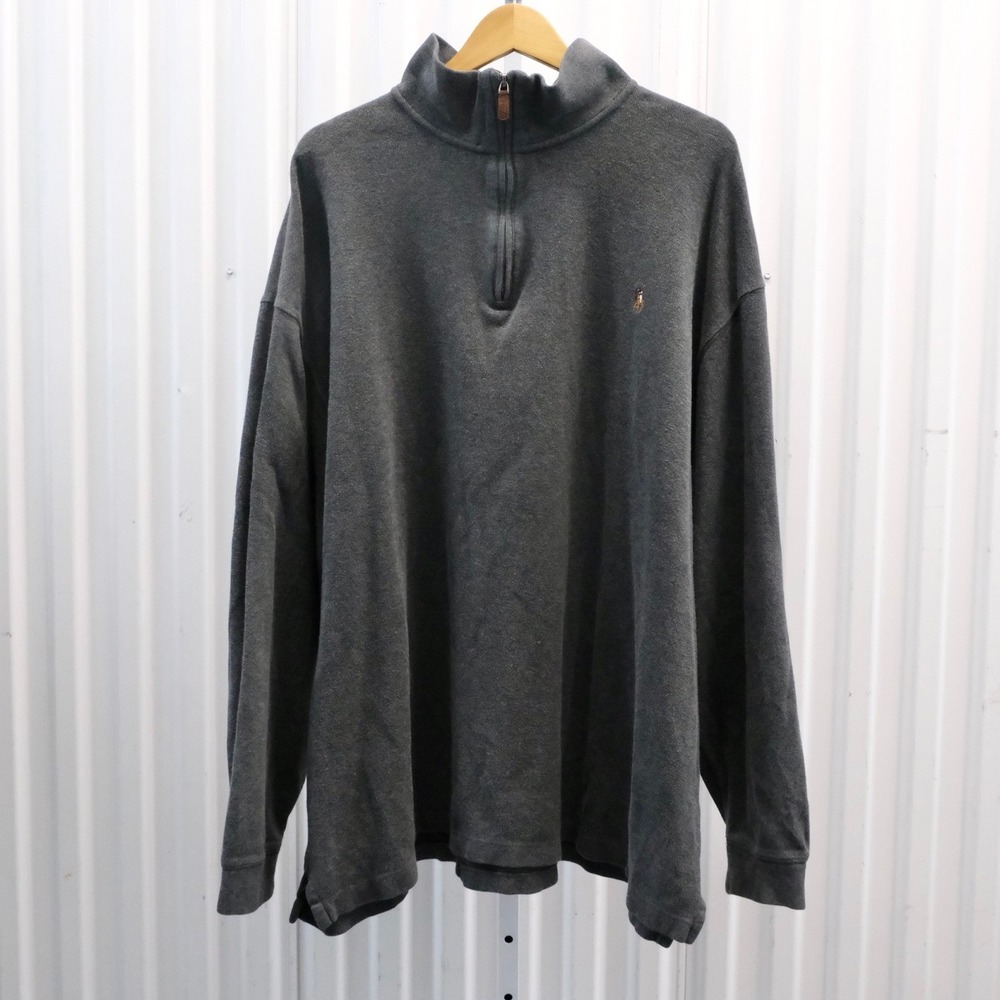 Polo Ralph Lauren Men's Quarter Zip Sweatshirt Gray‎ Estate Rib Size 3XLT
